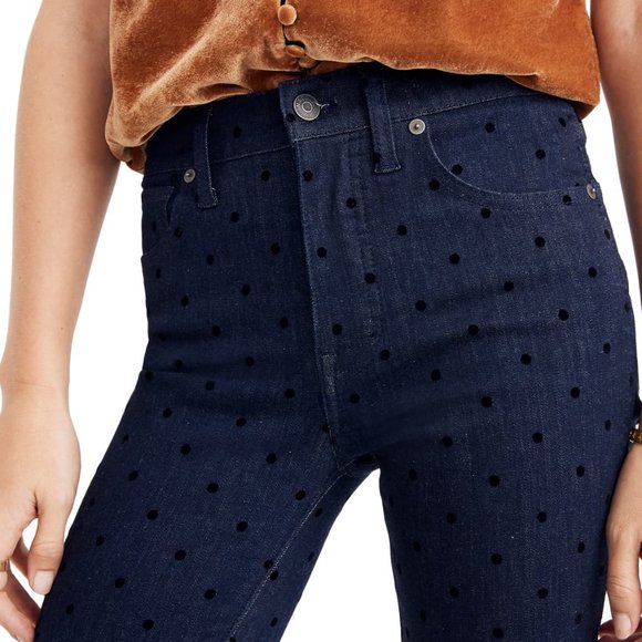 Madewell 9" Mid-Rise Skinny Jeans: Flocked Dots Edition - Picture 3 of 3